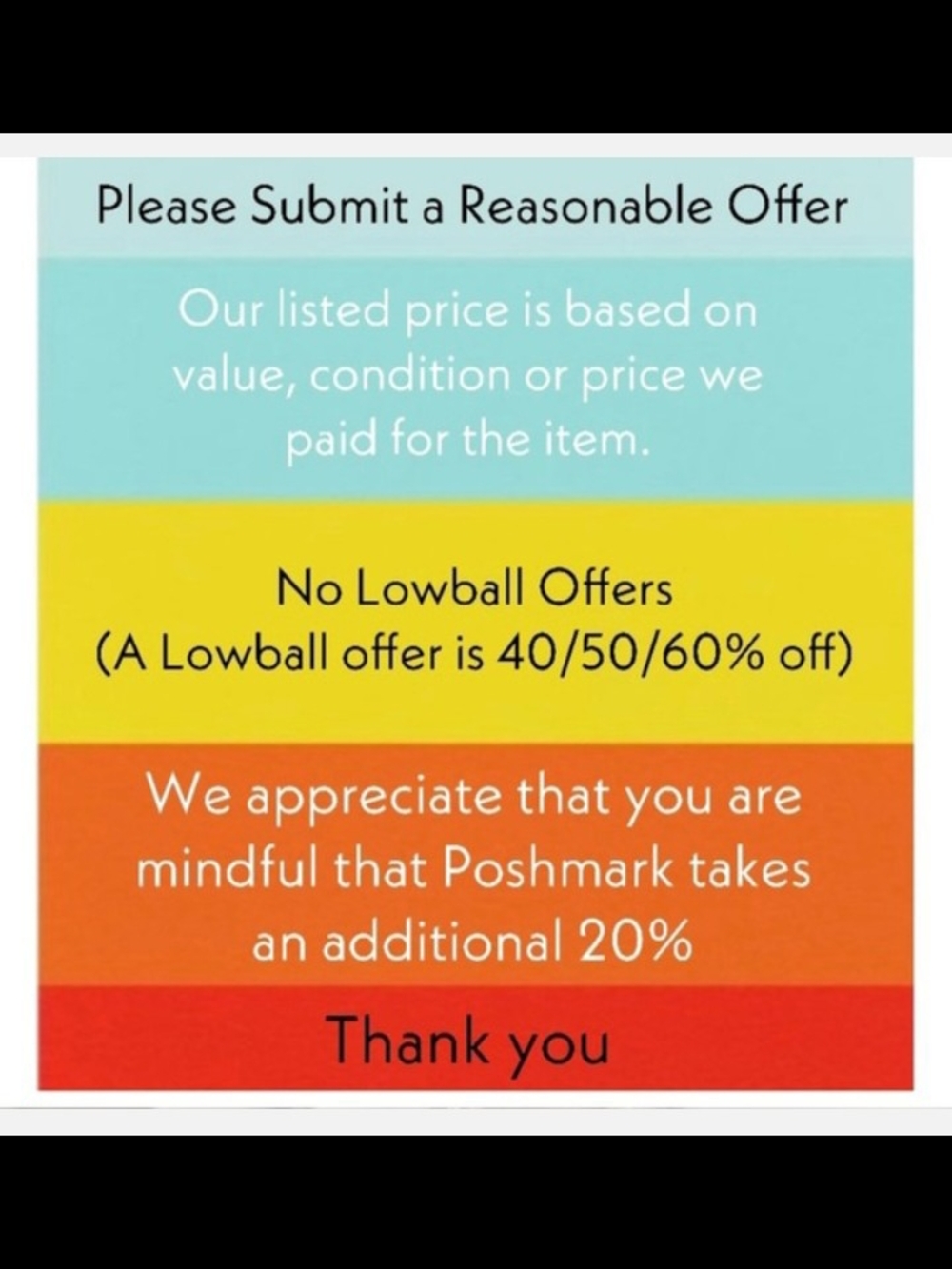 No Lowball Offers Sign - Multicolor Sale Reminder